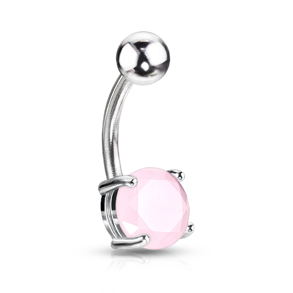 Pink Jade Belly Button Ring